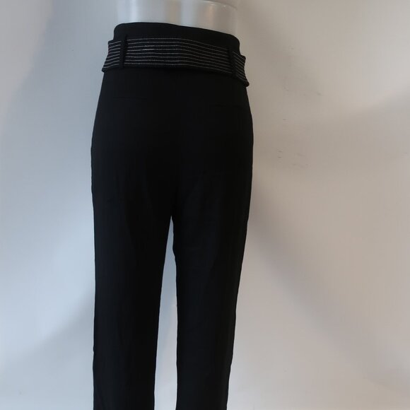 Womens Veronica Beard Sunny Button Tab Black Linen Blend Wide Leg Pants 8 - Picture 8 of 14